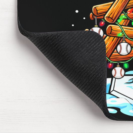 Christmas Baseball Tree Lights Xmas Mousepad (Ecke)