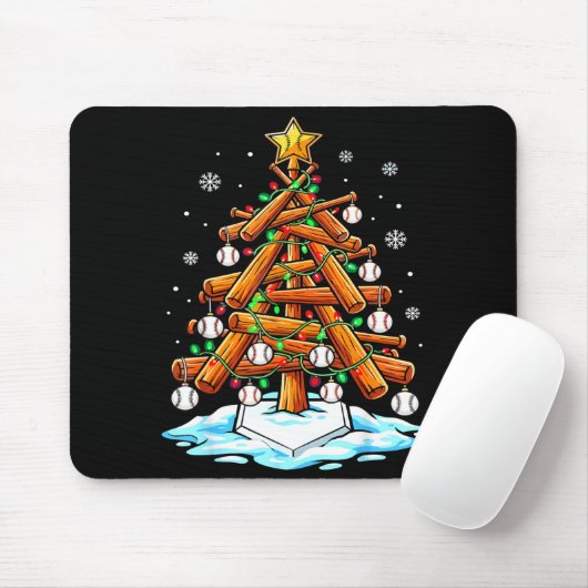 Christmas Baseball Tree Lights Xmas Mousepad (Mit Mouse)