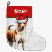 Christmas Basenji Dog Name Woof Großer Weihnachtsstrumpf (Vorderseite)