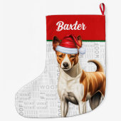 Christmas Basenji Dog Name Woof Großer Weihnachtsstrumpf (Rückseite)