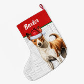 Christmas Basenji Dog Name Woof Großer Weihnachtsstrumpf (Rückseite (Hängend))