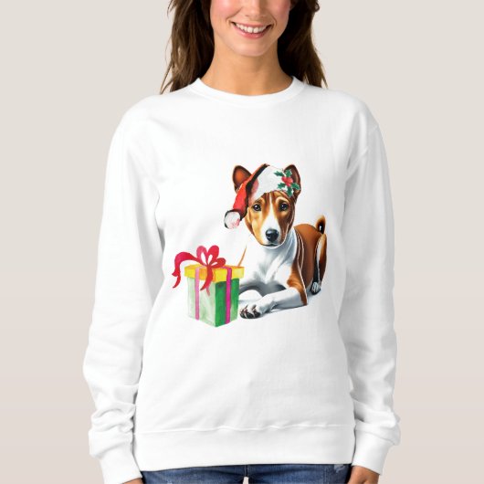 Christmas Basenji Doppy Welpe Sweatshirt (Vorderseite)