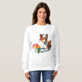 Christmas Basenji Doppy Welpe Sweatshirt (Vorne ganz)