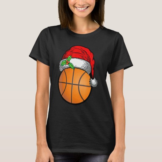 Christmas Basketball Ball Santa Hat Xmas Sport For T-Shirt (Vorderseite)