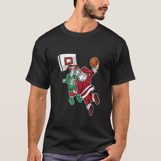 Christmas Basketball Player Santa Dunk Xmas T-Shirt (Vorderseite)