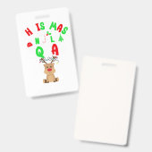 Christmas Basketball Reindeer Funny Santa Hat Xmas Ausweis (Front & Back)