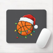Christmas Basketball Santa Hat Wrapped In Lights H Mousepad (Mit Mouse)