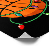 Christmas Basketball Santa Hat Wrapped In Lights H Poster (Ecke)