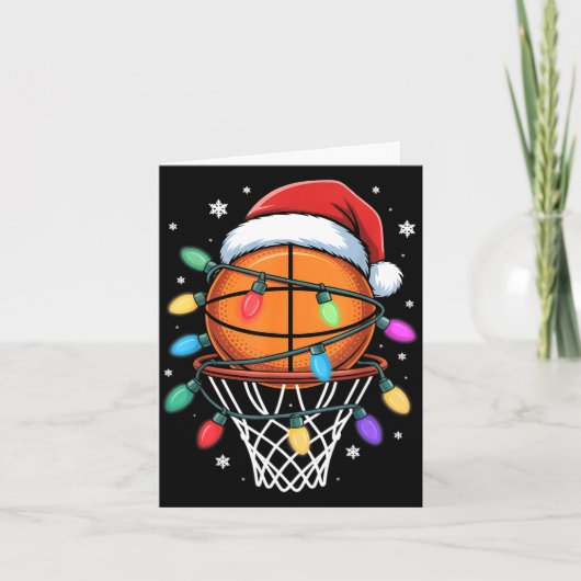 Christmas Basketball Santa Hat Xmas Light Basketba Karte (Vorderseite)