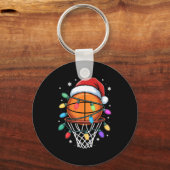 Christmas Basketball Santa Hat Xmas Light Basketba Schlüsselanhänger (Vorderseite)