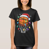 Christmas Basketball Santa Hat Xmas Light Basketba T-Shirt (Vorderseite)