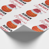Christmas Basketball Sports Ball Custom Name Geschenkpapier (Ecke)