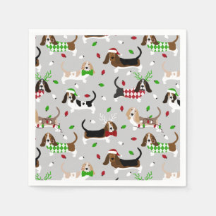 Christmas Basset Hound Napkins Serviette