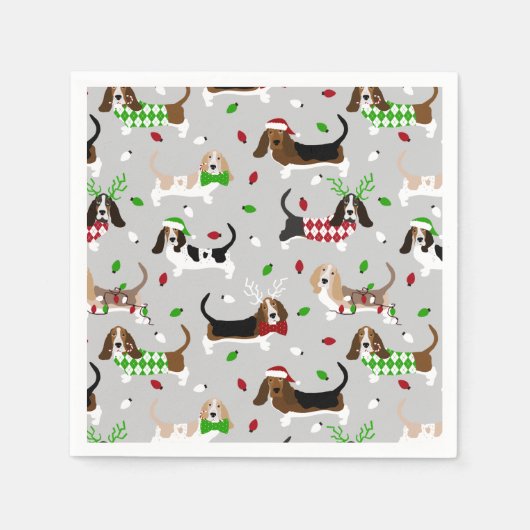 Christmas Basset Hound Napkins Serviette (Vorderseite)