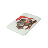 Christmas Bath Mat Baby Owl In Hat and Gift Badematte (Schrägansicht)