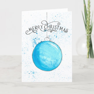 Christmas Bauble - Blue Splash Wasserfarbe Feiertagskarte