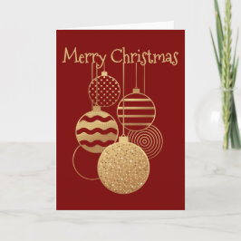 Christmas Bauble design with greeting red blank Karte