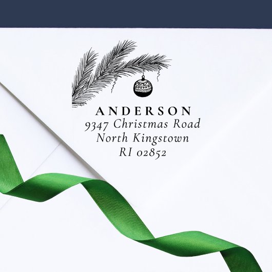 Christmas Bauble Elegante Script-Rücksendeadresse Gummistempel