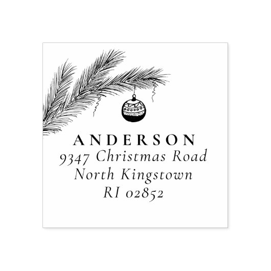 Christmas Bauble Elegante Script-Rücksendeadresse Gummistempel (Prägung)