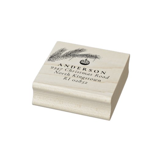 Christmas Bauble Elegante Script-Rücksendeadresse Gummistempel (Stempel)