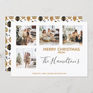 Christmas Bauble Gemustert 4 Foto Personalisiert Feiertagskarte