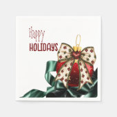 Christmas Bauble mit Niedlichem Bow und grünem Ban Serviette (Vorderseite)