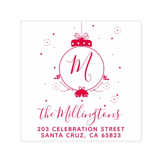 Christmas Bauble Monogram-Rücksendeadresse Permastempel (Design)