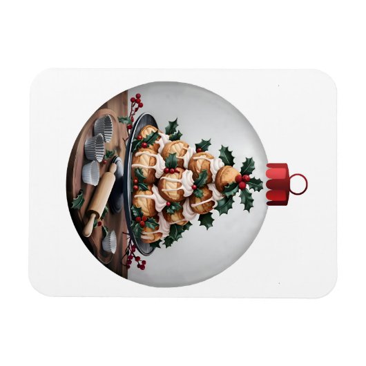 Christmas Bauble Profiteroles Baker Magnet (Horizontal)