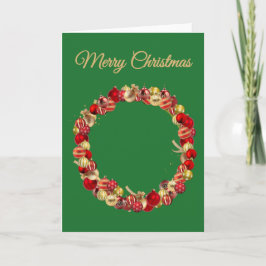 Christmas Bauble wreath with greeting green blank Karte