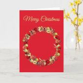 Christmas Bauble wreath with greeting red blank Karte (Gelbe Blume)