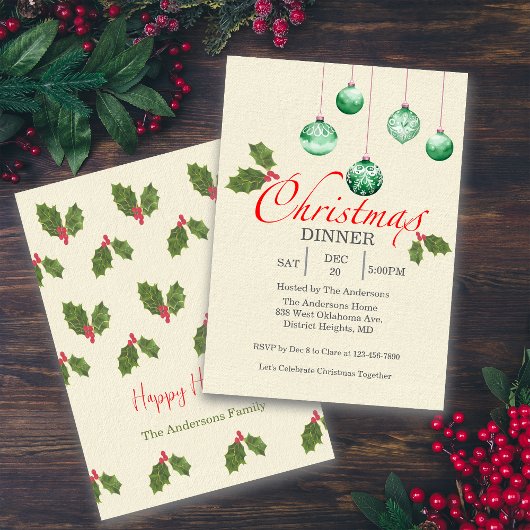 Christmas Baubles Customize Party Invitation Einladung