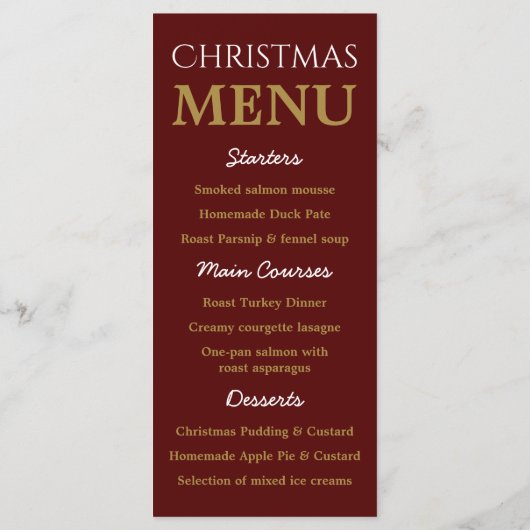 Christmas Baubles Menü Menükarte (Rückseite)