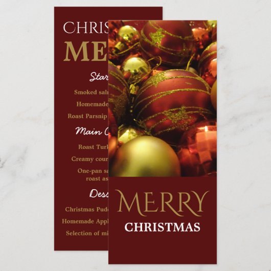 Christmas Baubles Menü Menükarte (Vorne/Hinten)