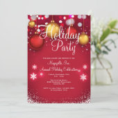 Christmas Baubles Party Einladung (Stehend Vorderseite)