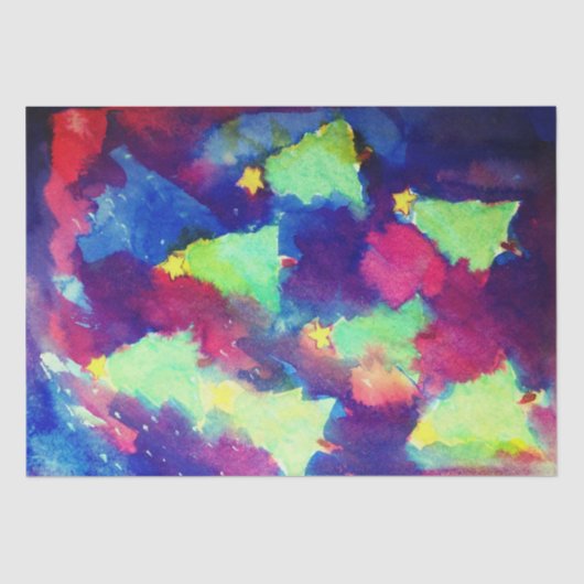 CHRISTMAS BAUM UND STARTEN Wasserfarbe Seidenpapier (Vorderseite)