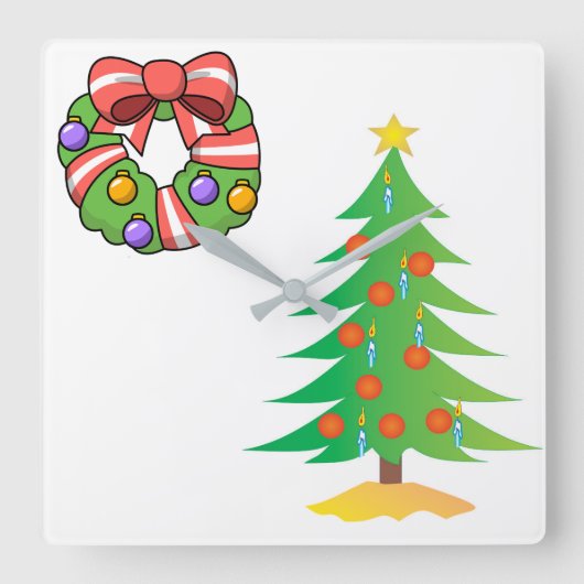 **CHRISTMAS BAUM & WREATH** CHRISTMAS KLICKEN QUADRATISCHE WANDUHR (Vorderseite)