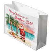 Christmas BBQ Santa at the Beach Florida Große Geschenktüte (Vorderseite Schrägansicht)