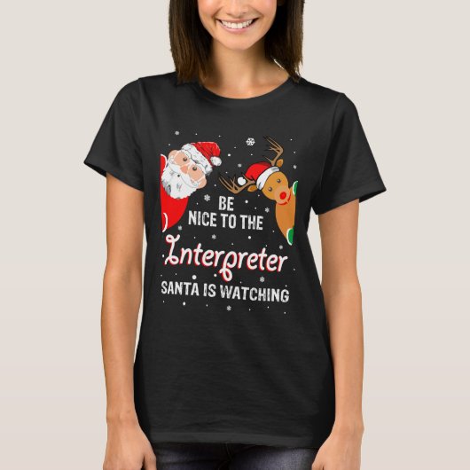 Christmas Be Nice To The Interpreter Santa Long Sl T-Shirt (Vorderseite)