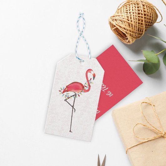 Christmas Beach Pink Flamingo Custom Geschenkanhänger