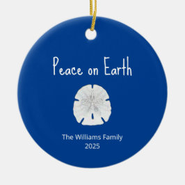 Christmas Beach Sand Dollar Weltfrieden Blau Keramik Ornament