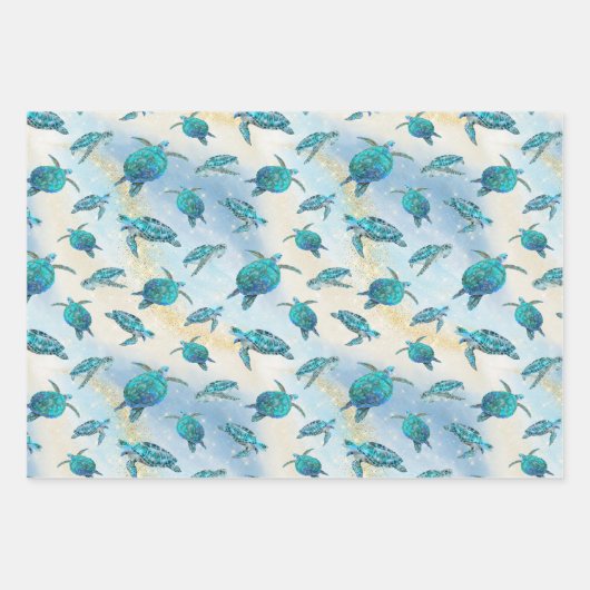 Christmas Beach Sea Turtle Glitzer Sparkor Geschenkpapier Set (Vorderseite)