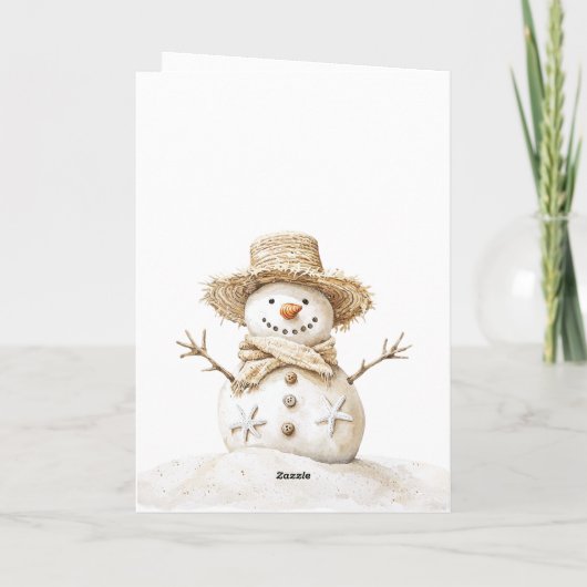 Christmas Beach Starfish Snowman Karte (Rückseite)