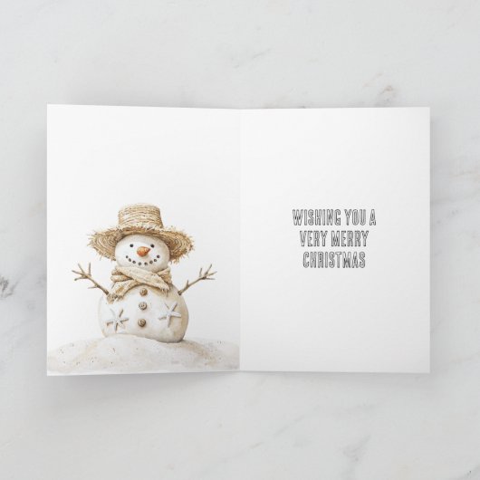 Christmas Beach Starfish Snowman Karte (Innenseite)