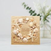 Christmas Beach Tropical Seashells Starfish Feiertagskarte (Stehend Vorderseite)