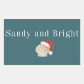 Christmas Beach Vacation Sandy and Bright Seashell Rechteckiger Aufkleber (Vorderseite)