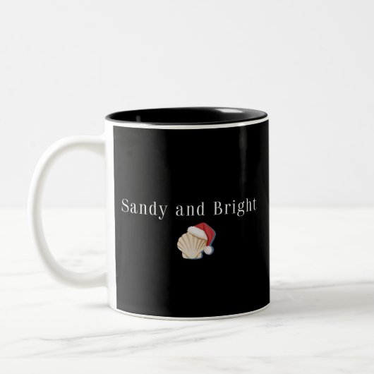 Christmas Beach Vacation Sandy and Bright Seashell Zweifarbige Tasse (Links)