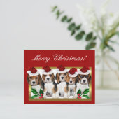 Christmas Beagle Puppies Postcard Feiertagspostkarte (Stehend Vorderseite)