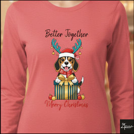 Christmas Beagle Reindeer Scarf Gift Graphic Tri-Blend Shirt