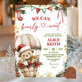 Christmas Bear Air Balloon Santa Boy Baby Shower Einladung