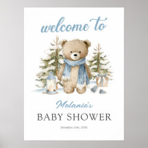 Christmas Bear Baby Shower Welcome